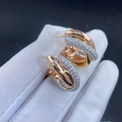Qualité  Solid Round 18K Gold Jewelry Cartier Vvs Diamond Earrings Master Copy Real usine