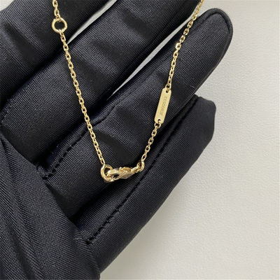 16.54 inch massief goud halsketting 1 steen tijger oog 18k goud vlinder halsketting