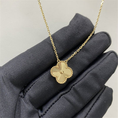 16.54 inch Alhambra hanger halsketting 18K gele goud merk sieraden