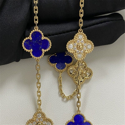 Αντίγραφο VCA Vintage Alhambra κολιέ 20 μοτίβα 18K Κίτρινο Χρυσό Διαμάντι Λαζούλι