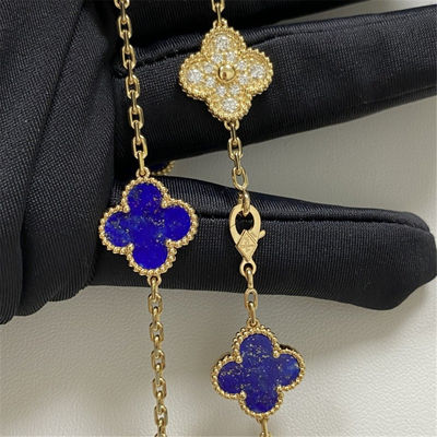 Αντίγραφο VCA Vintage Alhambra κολιέ 20 μοτίβα 18K Κίτρινο Χρυσό Διαμάντι Λαζούλι