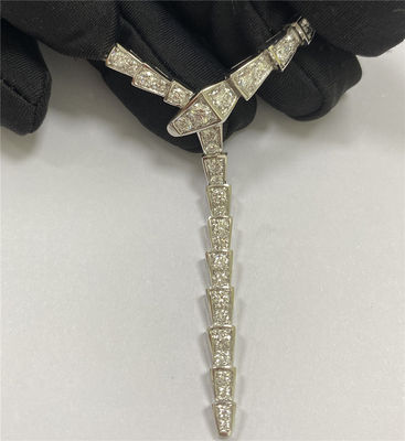 Full Pave Diamantes 18k Collares de oro Oro blanco Esbelto Bulgari Serpenti Collar de víbora