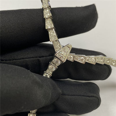 Full Pave Diamantes 18k Collares de oro Oro blanco Esbelto Bulgari Serpenti Collar de víbora