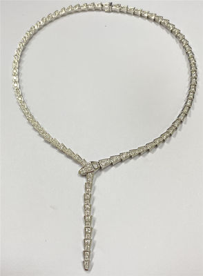 Full Pave Diamantes 18k Collares de oro Oro blanco Esbelto Bulgari Serpenti Collar de víbora