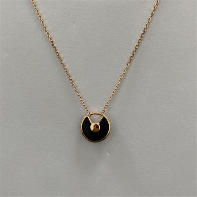 Replica 18k gouden halskettingen Roosgoud Onyx Diamant XS Model Amulet De Cartier Halskettingen