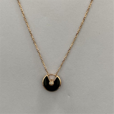 Replica 18k gouden halskettingen Roosgoud Onyx Diamant XS Model Amulet De Cartier Halskettingen
