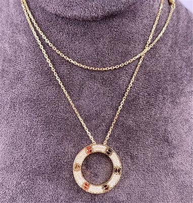 Liefde Puur 18K Geel Goud Halsketting Met Diamant Verharde Diamant Brand Juwelen