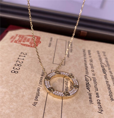 Liefde Puur 18K Geel Goud Halsketting Met Diamant Verharde Diamant Brand Juwelen