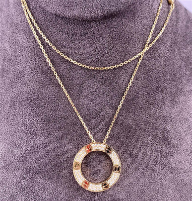 Liefde Puur 18K Geel Goud Halsketting Met Diamant Verharde Diamant Brand Juwelen