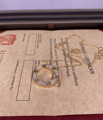 Liefde Puur 18K Geel Goud Halsketting Met Diamant Verharde Diamant Brand Juwelen