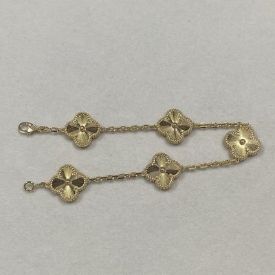 Echte 18k 1.5cm Vintage Alhambra Armband 5 Motieven 18k Gele Goud Malachiet