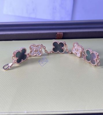 7.48-calowy Mother Of Pearl 18k złoty bransoletki Van Cleef Alhambra Bracelet 5 motywów