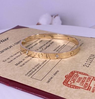 6.1mm 18k Massivgoud Armband Cartier Liefde Armband Witgoud Met 4 Diamanten