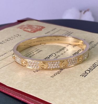 Cartier Love 18K Geel Gouden Armband met Diamant geplaveide hoogwaardige sieraden merk