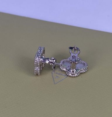 VCA Vintage Alhambra 18k Gold Drop Earrings Pure 18k White Gold Juwelen met Mother Of Pearl