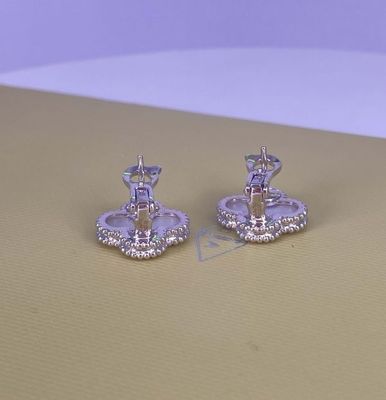 VCA Vintage Alhambra 18k Gold Drop Earrings Pure 18k White Gold Juwelen met Mother Of Pearl