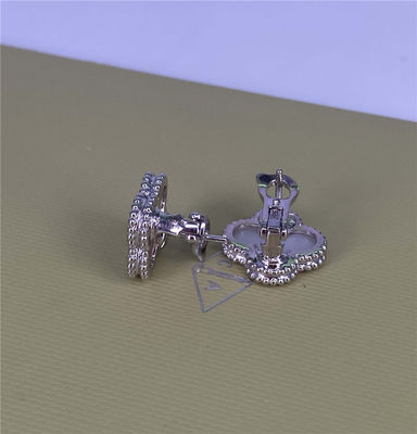 VCA Vintage Alhambra 18k Gold Drop Earrings Pure 18k White Gold Juwelen met Mother Of Pearl