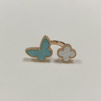 Grootte 42 tot 62 18k gouden ringen Rozen goud ring 18k Van Cleef Arpels Vinger Ring voor vrouwen goud