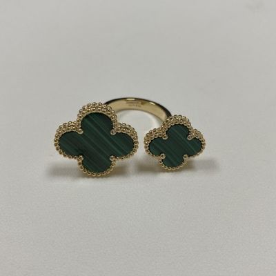 Magic Alhambra 18k goud paar ringen 2 stenen malachiet goud vinger ring gele goud