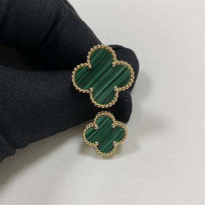 Magic Alhambra 18k goud paar ringen 2 stenen malachiet goud vinger ring gele goud