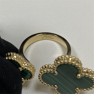 Magic Alhambra 18k goud paar ringen 2 stenen malachiet goud vinger ring gele goud