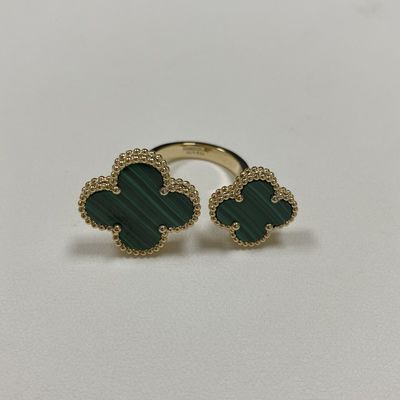 Magic Alhambra 18k goud paar ringen 2 stenen malachiet goud vinger ring gele goud