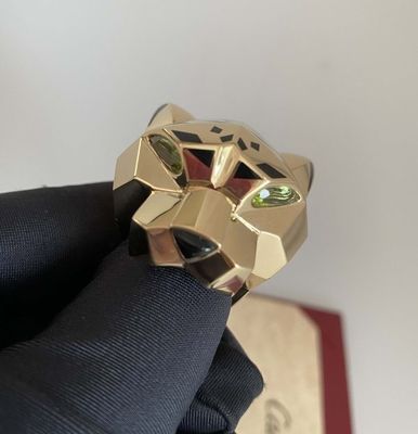 De Cartier Pure 18k Gold Rings Lacquer Peridots Onyx 18k Gold Band Vrouwen