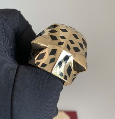 De Cartier Pure 18k Gold Rings Lacquer Peridots Onyx 18k Gold Band Vrouwen