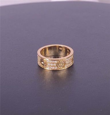 6.5mm Diamant geplaveide 18k gouden ringen 18 Ct gouden ketting mens 0,7 karaat