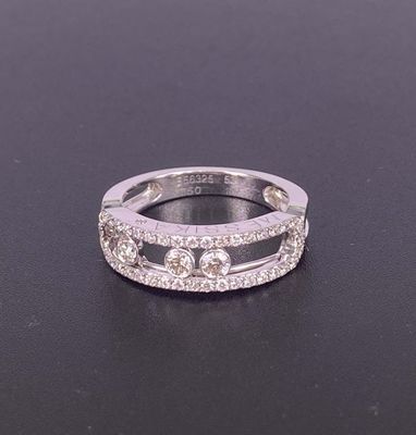 Messika Move Classic Pure 18K White Gold Ring com Pave Diamonds joias italianas de ouro 18k