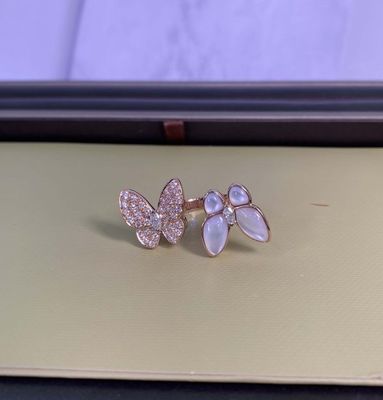 VCA 18k Diamanten Ring Twee Vlinder Ring Grootte 43 tot 60 Van Cleef Vlinder Ring