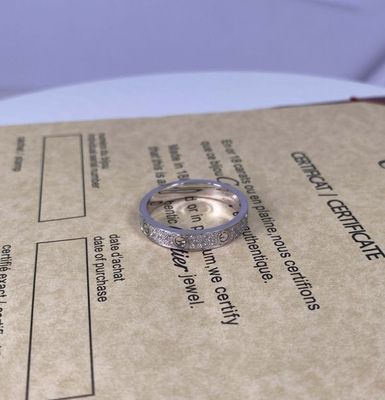 Cartier Love Pure 18K Oro Blanco Anillo de Boda con Diamante Pavimentado