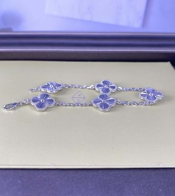 Vintage Alhambra Puur 18k Witgoud Armband 5 Motieven 18k Gouden Sieraden