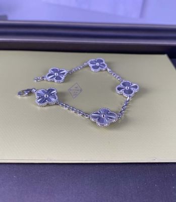 Vintage Alhambra Puur 18k Witgoud Armband 5 Motieven 18k Gouden Sieraden
