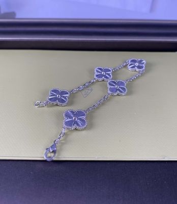 Vintage Alhambra Puur 18k Witgoud Armband 5 Motieven 18k Gouden Sieraden
