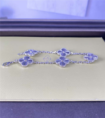 Vintage Alhambra Puur 18k Witgoud Armband 5 Motieven 18k Gouden Sieraden