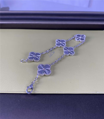 Vintage Alhambra Puur 18k Witgoud Armband 5 Motieven 18k Gouden Sieraden