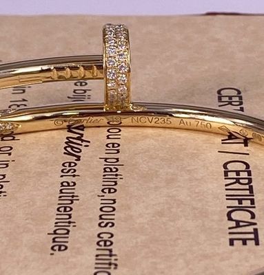 3.5mm Puur 18K goud Juwelen Geel goud Cartier Klein Juste Un Clou Met Diamanten