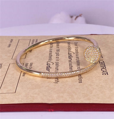 3.5mm Puur 18K goud Juwelen Geel goud Cartier Klein Juste Un Clou Met Diamanten