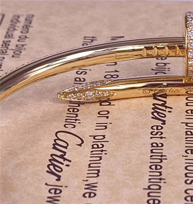 3.5mm Puur 18K goud Juwelen Geel goud Cartier Klein Juste Un Clou Met Diamanten