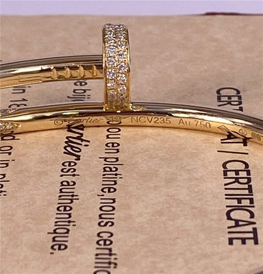 3.5mm Puur 18K goud Juwelen Geel goud Cartier Klein Juste Un Clou Met Diamanten