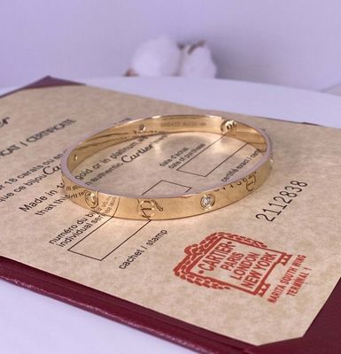 6.1mm 18k Massivgoud Armband Cartier Liefde Armband Witgoud Met 4 Diamanten