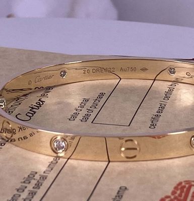 6.1mm 18k Massivgoud Armband Cartier Liefde Armband Witgoud Met 4 Diamanten