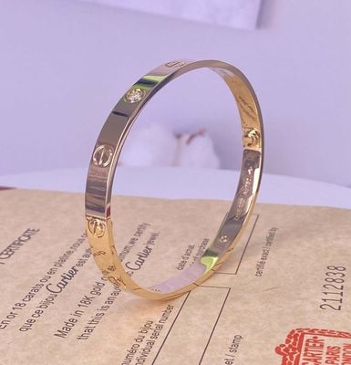 6.1mm 18k Massivgoud Armband Cartier Liefde Armband Witgoud Met 4 Diamanten