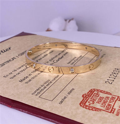 6.1mm 18k Massivgoud Armband Cartier Liefde Armband Witgoud Met 4 Diamanten