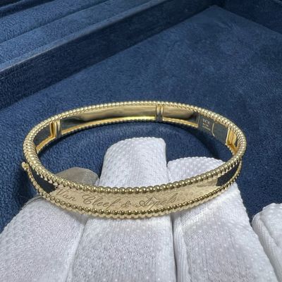 Van Cleef Arpels Solid 18k Gold Accessoires Geel Goud PerléE Signatuur Armband