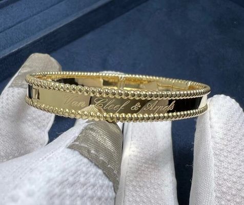Van Cleef Arpels Solid 18k Gold Accessoires Geel Goud PerléE Signatuur Armband