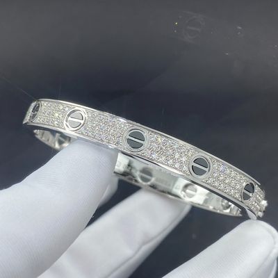 Cartier Love 18k Goud Gevulde Juwelen Witte Goud Pave Diamant Zwarte Keramische Armband