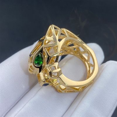 Gepersonaliseerde 18k gouden accessoires Gouden sieraden 18k massiegouden ring met diamant smaragd