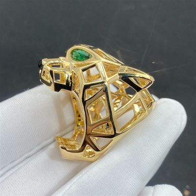Gepersonaliseerde 18k gouden accessoires Gouden sieraden 18k massiegouden ring met diamant smaragd
